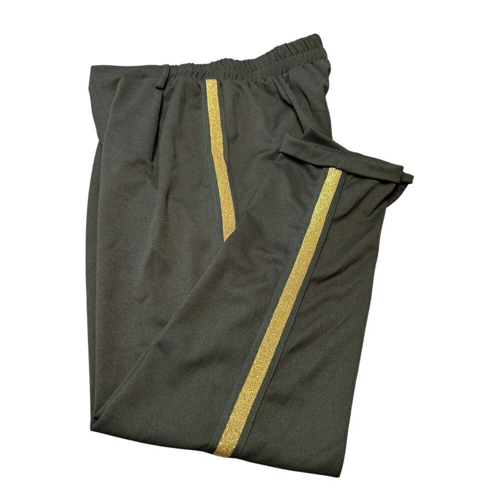 Like An Angel Dressy Jogger Gold Stripe Pants Size Medium Black